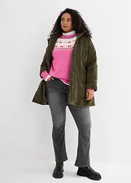 Warme corduroy parka met teddy voering in capuchon, A-lijn, bonprix