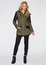 Parka met imitatieleer, bonprix