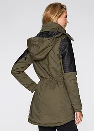 Parka met imitatieleer, bonprix