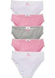 Meisjes slips met satijnen strikje (set van 5), bonprix