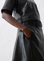 Leren rok van lamsnappa met riem (2-dlg. set), bonprix