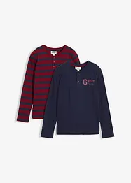 Henley shirt van puur biologisch katoen (set van 2), bonprix