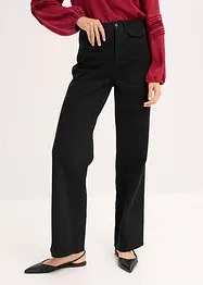 High waist twill broek met opgestikte zakken, bonprix