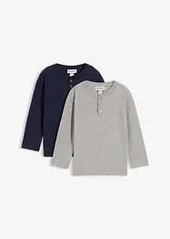 Henley shirt, lange mouw met biologisch katoen ( set van 2), bonprix