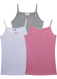 Meisjes hemd met zacht katoen en satijn strikje (set van 3), bonprix