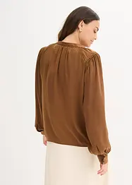 Blouse met biezen van kant, bonprix