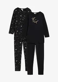 Longshirt en legging van biologisch katoen met glitterprint (4-dlg. set), bonprix