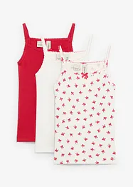 Geribde top met satijnen strik (set van 3), bonprix
