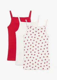 Geribde top met satijnen strik (set van 3), bonprix