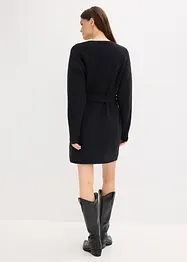 Korte gebreide jurk met zachte wol en riem, bonprix