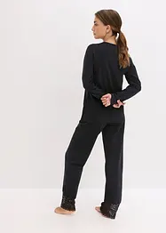 Pyjama van zacht katoen met kant, bonprix