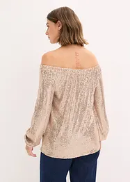 Oversized carmen-shirt met pailletten, bonprix