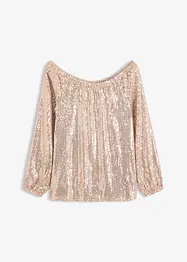 Oversized carmen-shirt met pailletten, bonprix