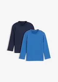 Longsleeve van biologisch katoen met een opstaande kraag (set van 2), bonprix