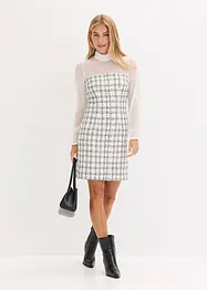 Mini jurk van bouclé met mouwen van chiffon, bonprix