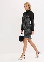 Mini jurk van bouclé met mouwen van chiffon, bonprix