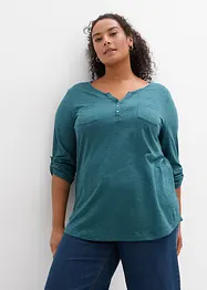 Katoenen Henley shirt met knoopsluiting, bonprix