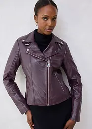 Leren biker jas van lamsnappa, bonprix