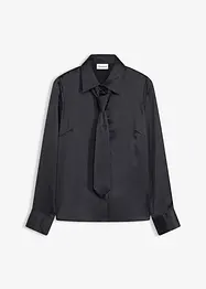 Satijnen blouse met een afneembare strik (2-dlg.), bonprix