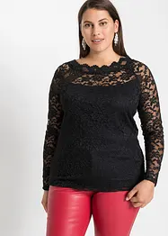 Kanten shirt met lange mouwen, bonprix