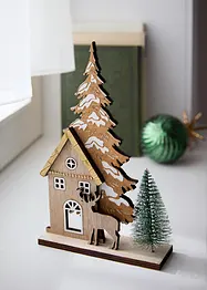 Decoratief huisje met dennenbomen, bonprix