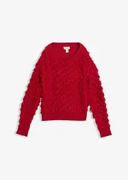Grof gebreide trui met franjes, bonprix