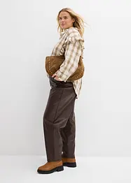 Imitatieleerbroek in barrelvorm, mid waist, bonprix