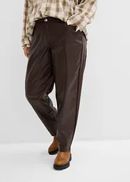 Imitatieleerbroek in barrelvorm, mid waist, bonprix