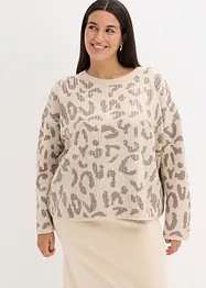 Jacquard oversized trui met pailletten, bonprix