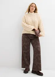 Wide leg twill broek met luipaardprint, bonprix