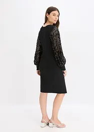 Midi jurk met paillettenborduursel op de mouwen, bonprix