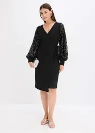 Midi jurk met paillettenborduursel op de mouwen, bonprix