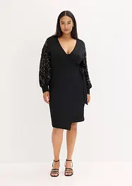 Midi jurk met paillettenborduursel op de mouwen, bonprix