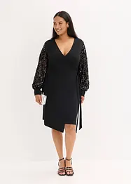 Midi jurk met paillettenborduursel op de mouwen, bonprix