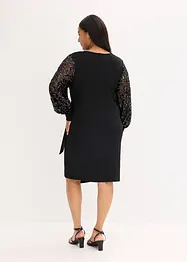 Midi jurk met paillettenborduursel op de mouwen, bonprix