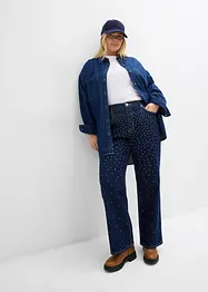 Straight jeans met comfortband met strass, mid waist, bonprix