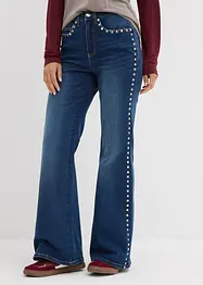 Flared jeans met studs, high waist, bonprix