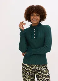 Fijn gebreide longsleeve met chiffon volants, bonprix