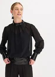 Blouse van fijne tule met pailletten, bonprix