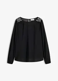 Chiffon blouse met strass, bonprix