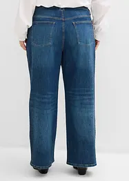 Wide leg jeans, mid waist, met glinsterende steentjes, bonprix
