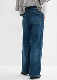 Wide leg jeans, mid waist, met glinsterende steentjes, bonprix