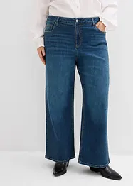 Wide leg jeans, mid waist, met glinsterende steentjes, bonprix