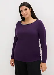 Shirt met mesh inzet en glittersteentjes, bonprix