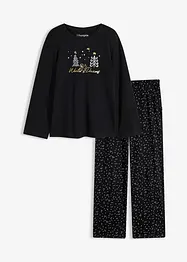 Pyjama van puur katoen met glitterprint, bonprix