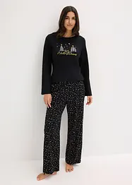 Pyjama van puur katoen met glitterprint, bonprix