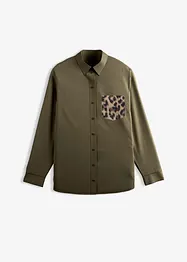 Oversized overhemd met borstzak in contrastkleur, bonprix