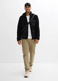 Teddyfleece jas met geweven rand en opstaande kraag, bonprix