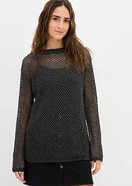 Ajour trui met glanzend garen, bonprix