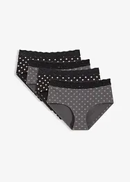 Maxi hipster (set van 4) met kant en biologisch katoen, bonprix